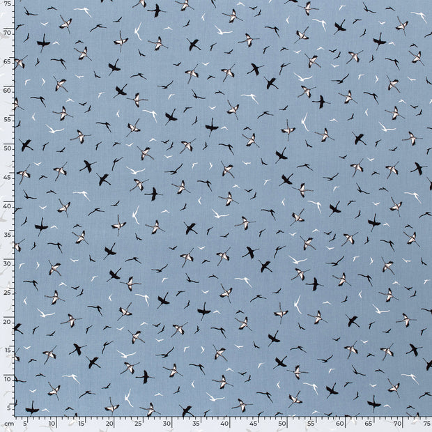 Bamboe Poplin stof Vogels Indigo