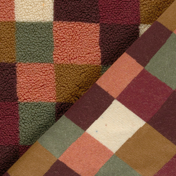 Sherpa Fleece fabric Checks printed 