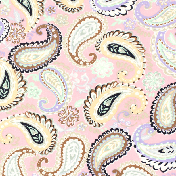 Bamboe Poplin stof Paisley Licht roze