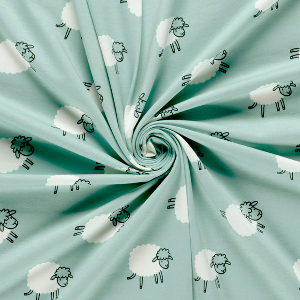 French Terry fabrik Babyblau bedruckt 