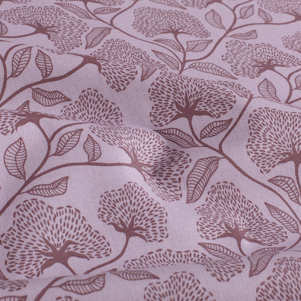 Cotton Poplin fabric Flowers Lila