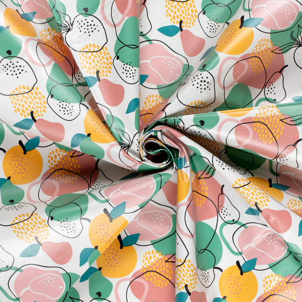 Coated Tablecloth fabric Off White printed 