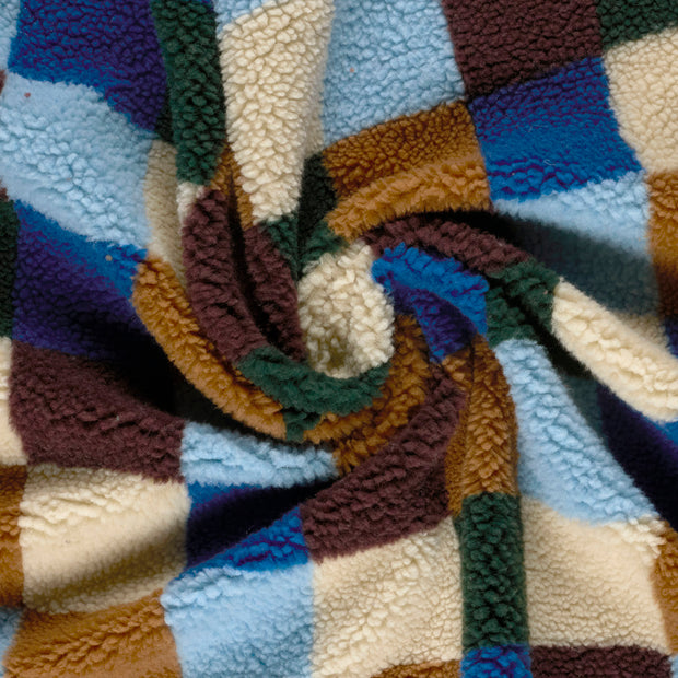 Sherpa Fleece fabrik Königsblau bedruckt 