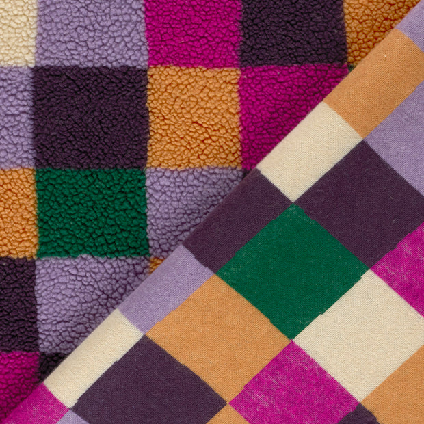 Sherpa Fleece fabrik Karo's bedruckt 