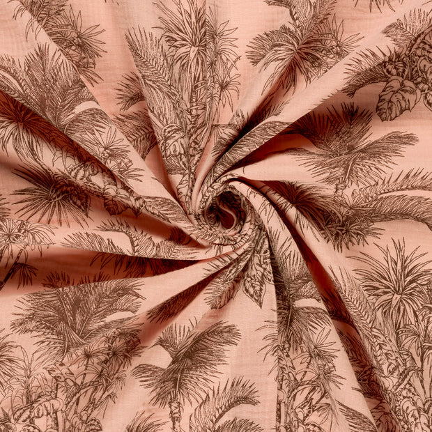 Muslin fabric Pink printed 