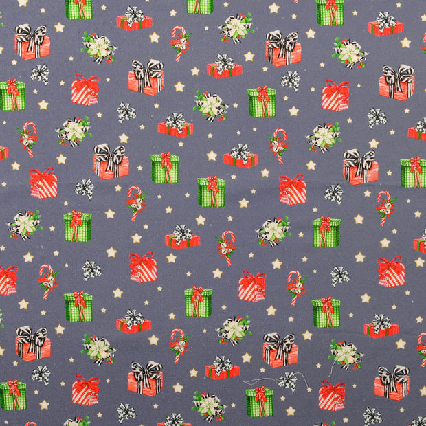 Algodón Popelina tela Navidad Azul bebé