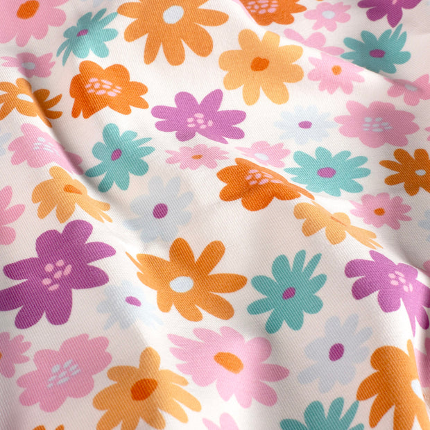 Cotton Jersey fabric Birds Off White