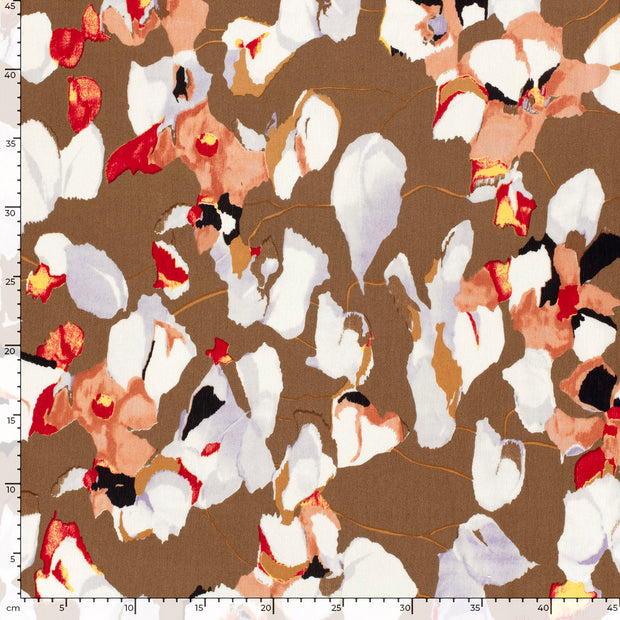 Borken Crepe fabric Abstract Taupe Grey