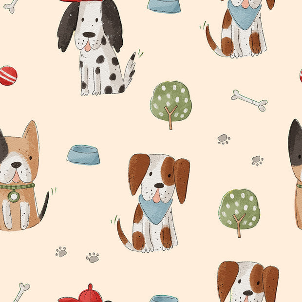 Softshell fabric Dogs Beige