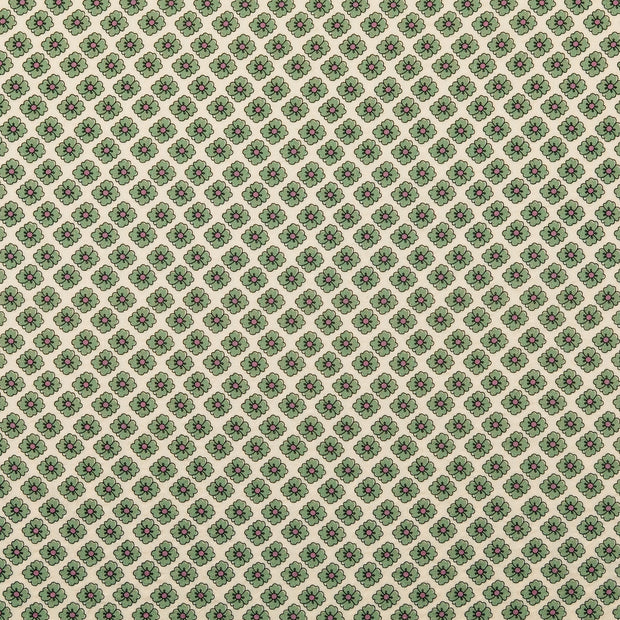 Seersucker stof Bloemen Donker mint