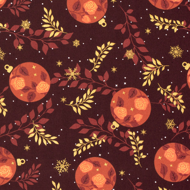 Algodón Popelina tela estrellas de Navidad Vino tinto