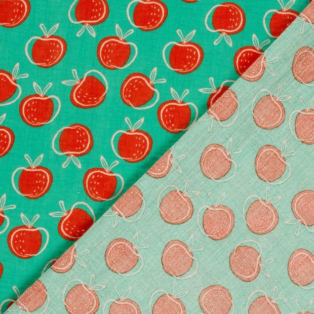 Muslin fabric Apples printed 
