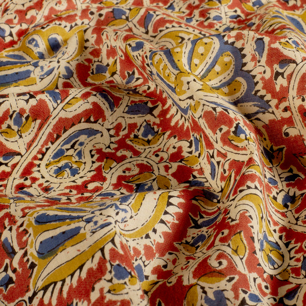 Voile fabric Flowers Red