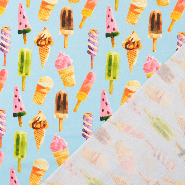 Cretonne fabric Light Blue digital printed 