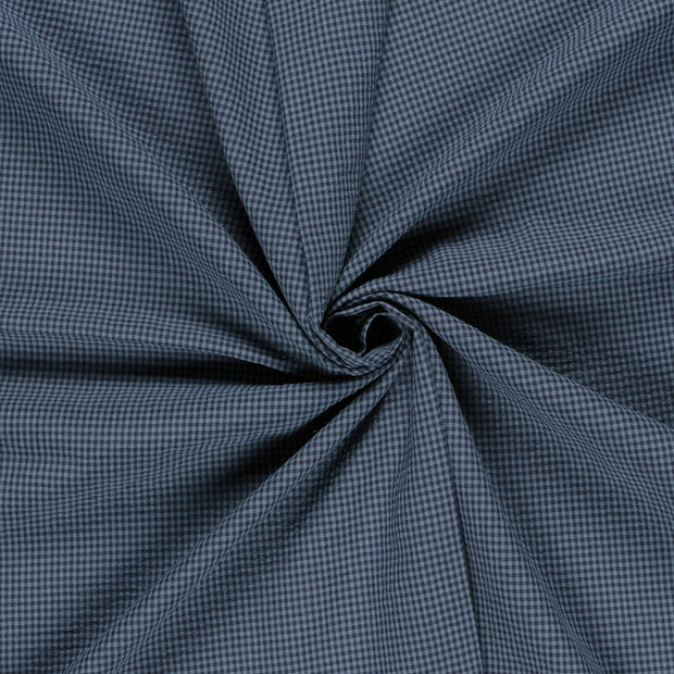 Cotton Poplin fabric Navy Seersucker 