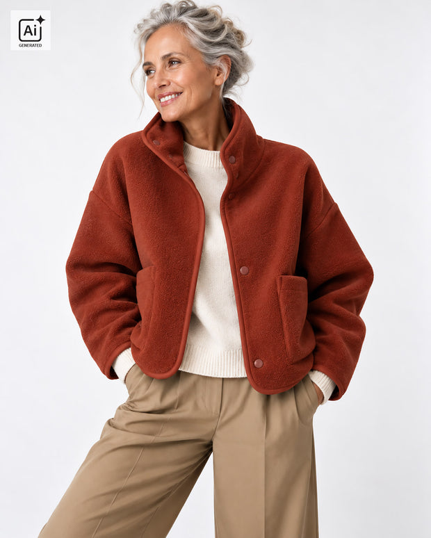Fleece fabrik Melange Ziegel