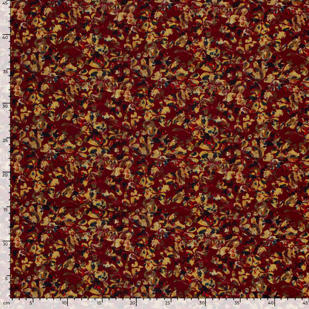 Viscosa Poplin tela Abstracto Burdeos