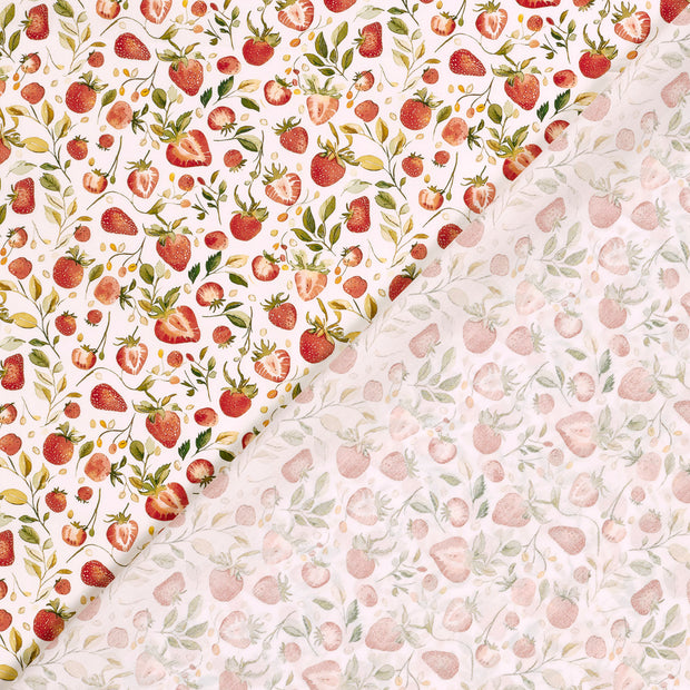 Cotton Poplin fabric Strawberries 