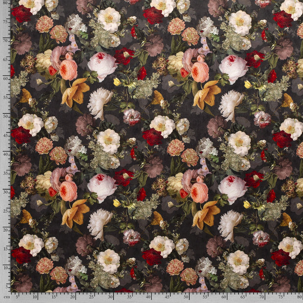 Velours tissu Noir imprimé numérique 