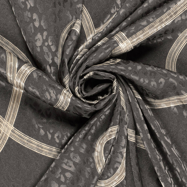 Satin Jacquard fabrik Panther Dunkelgrau