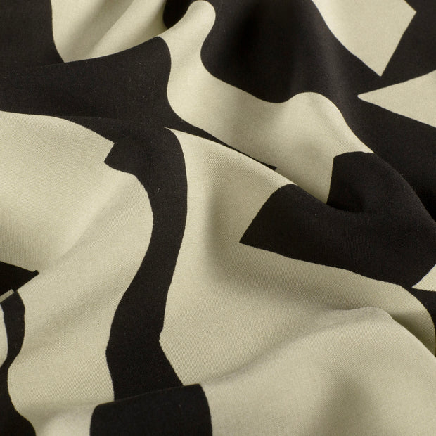 Viscose Poplin stof Abstract Zwart