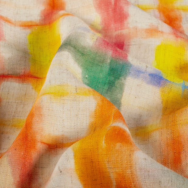 Geweven Viscose Linnen stof Abstract Gebroken wit