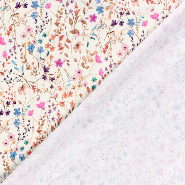 French Terry GOTS organic fabric Flowers digital printed 