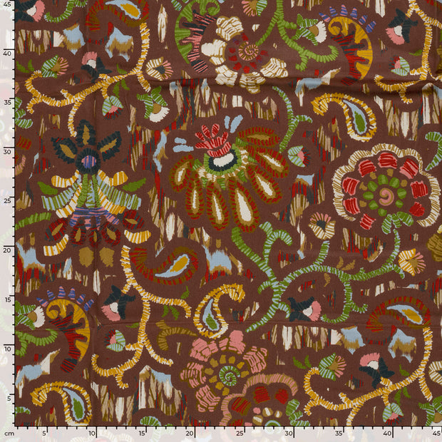 Viscose Satin fabrik Abstrakt Braun