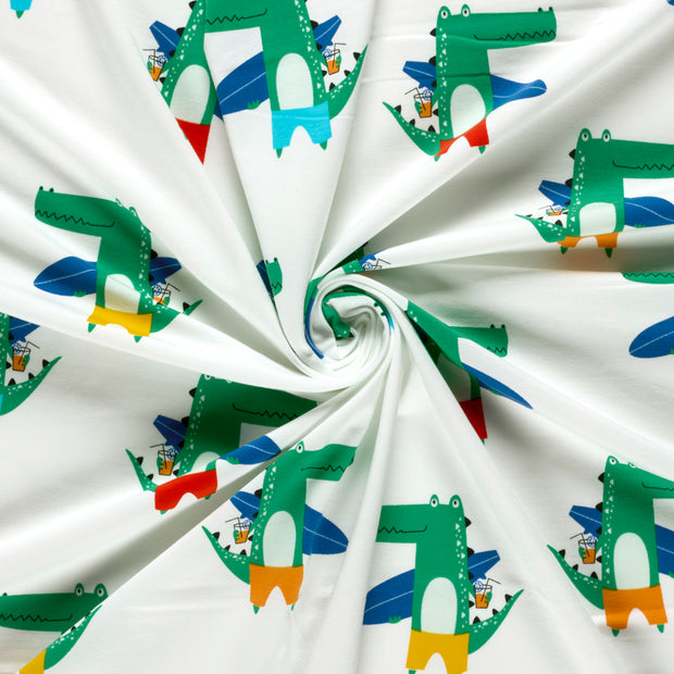Jersey fabric Off White printed 