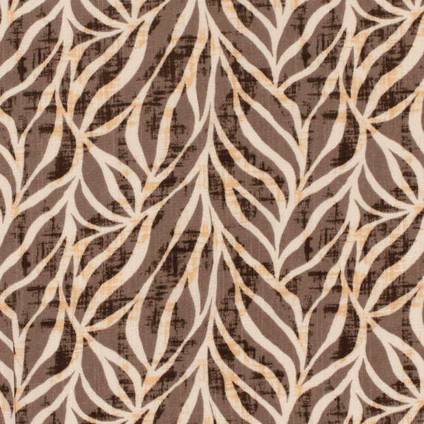 Geweven Katoen Viscose stof Bladeren Taupe grijs
