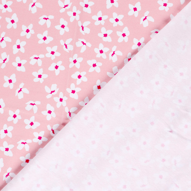 French Terry fabrik Blumen Rosa