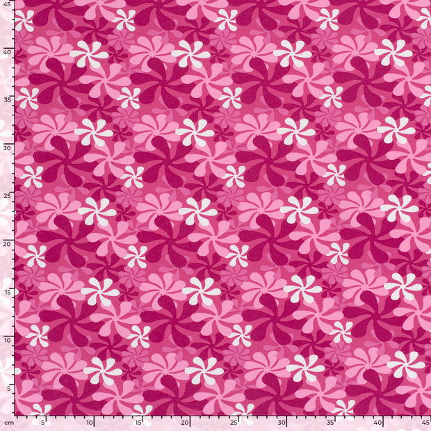 Jersey de Coton tissu fleurs Rose