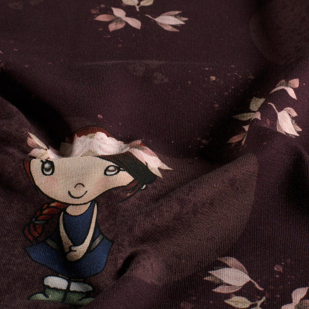 French Terry fabric Cartoon Wine red