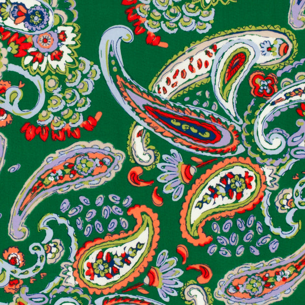 Cotton Satin fabric Abstract Green