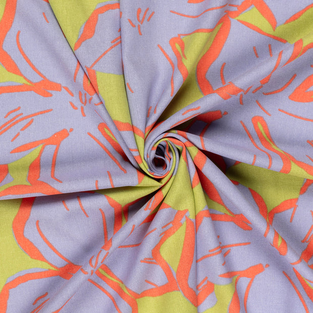 Woven Viscose Linen fabric Lime Green printed 
