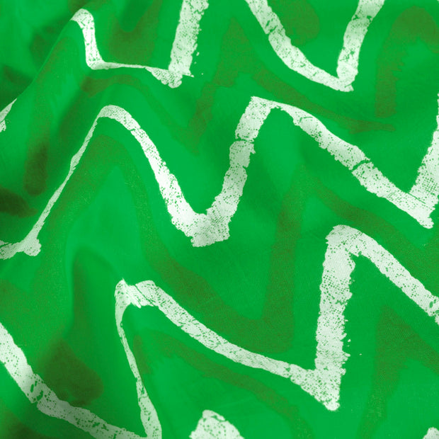 Voile stof Abstract Limoen Groen