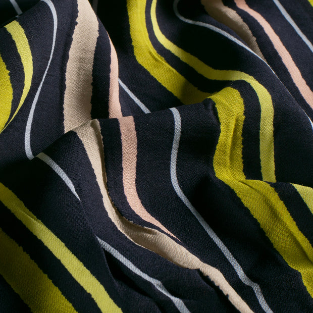 Viscose Nylon Crepe stof Strepen Marine