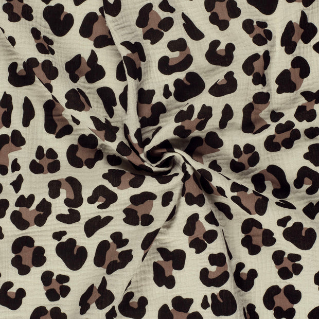 Mousseline stof Beige geverfd en geprint 