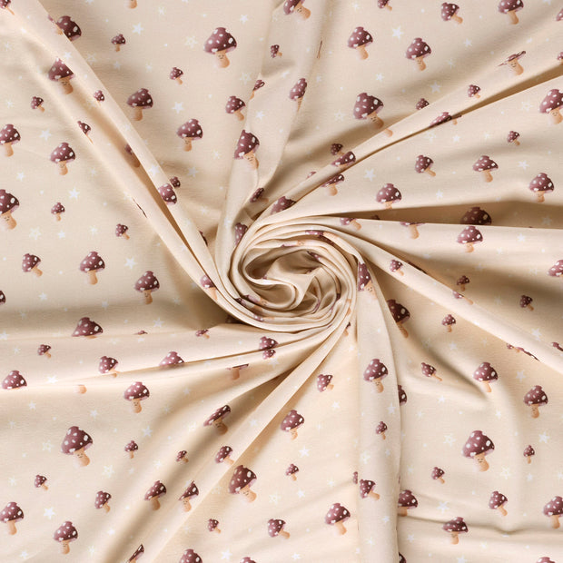 Jersey tissu Beige imprimé numérique 