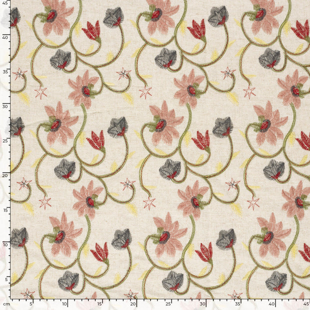CV Leinen fabrik Blumen Beige