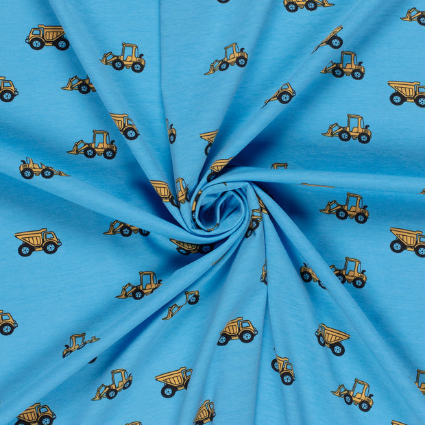 Jersey de Coton tissu Bleu Ciel imprimé 