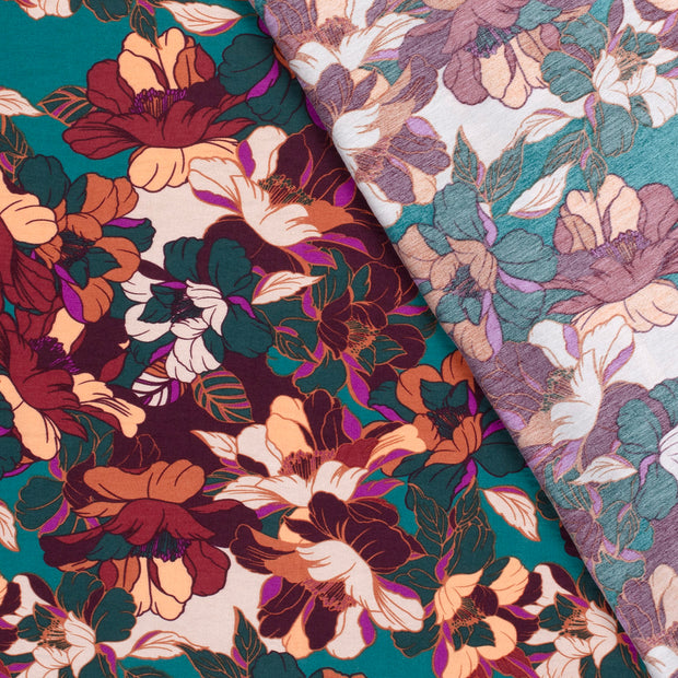 Viscose Nylon Crepe stof Bloemen bedrukt 