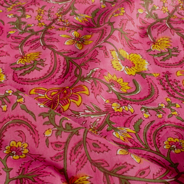 Voile fabric Flowers Old Pink