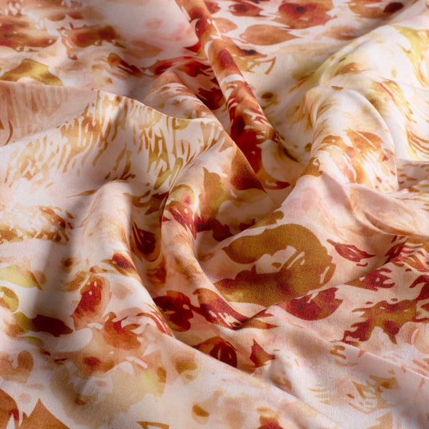 Viscose Poplin fabric Abstract Salmon