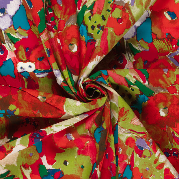 Satin de coton tissu Vert Citron imprimé 