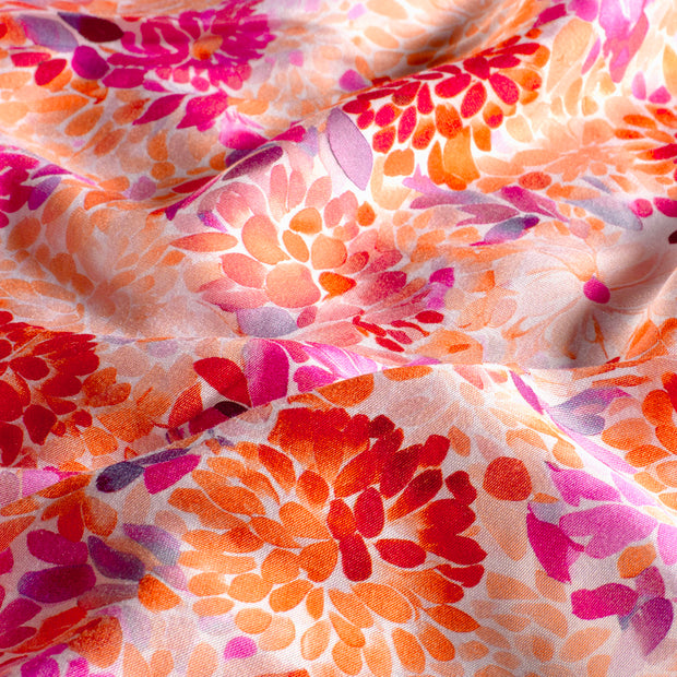 Viscose Satin fabric Flowers Salmon