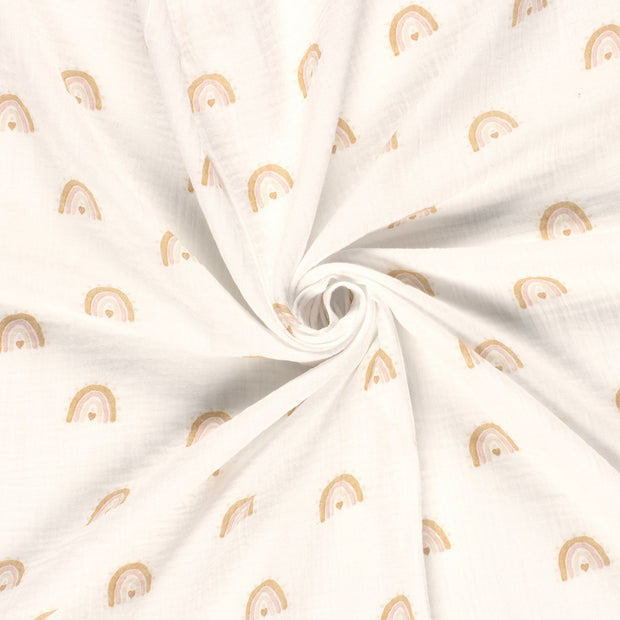 Muslin fabric Off White digital printed 