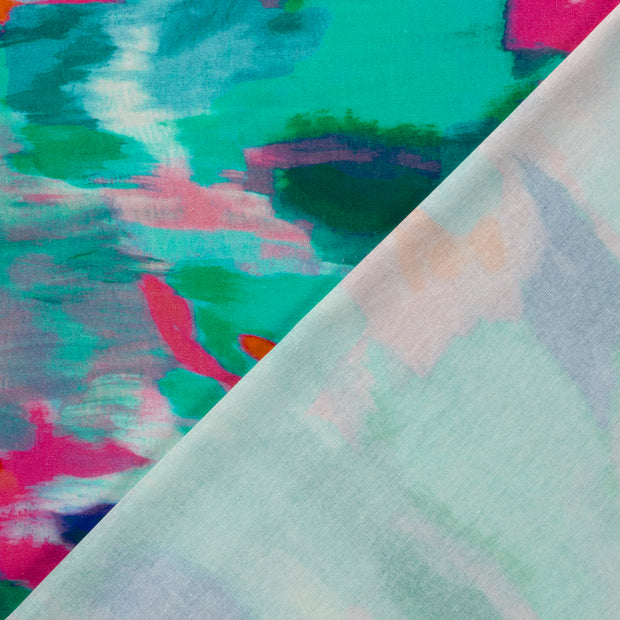 Woven Viscose Linen fabric Abstract printed 