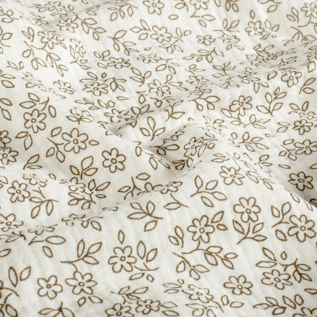Mousseline stof Bloemen Gebroken wit