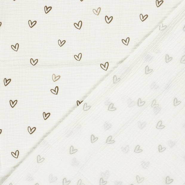 Muselina tela Corazones estampado 
